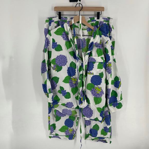Anthropologie Printfresh Hydrangea Hideaway Pajama Set Cotton Sleepwear Size 1X - Picture 12 of 12